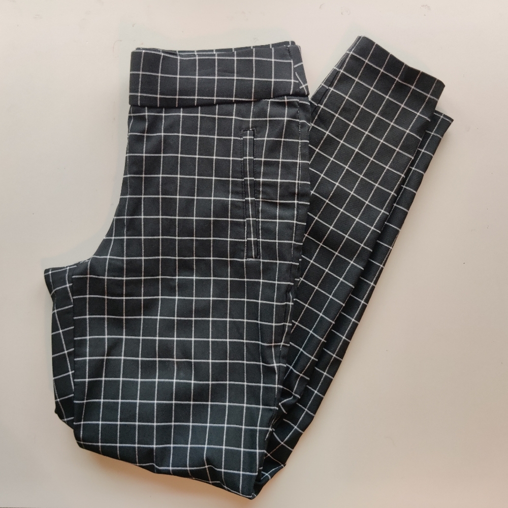 black plaid dress pants